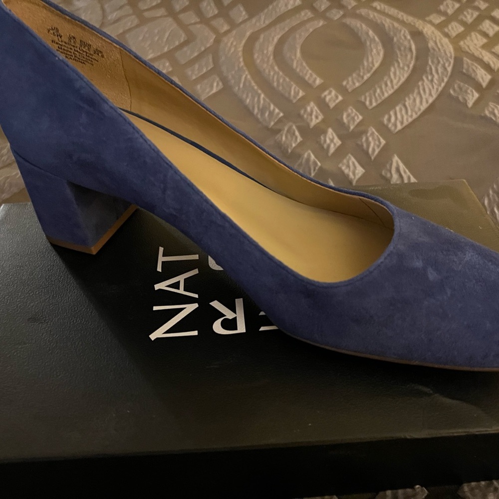 Naturalizer Navy Suede Block Heel Pumps